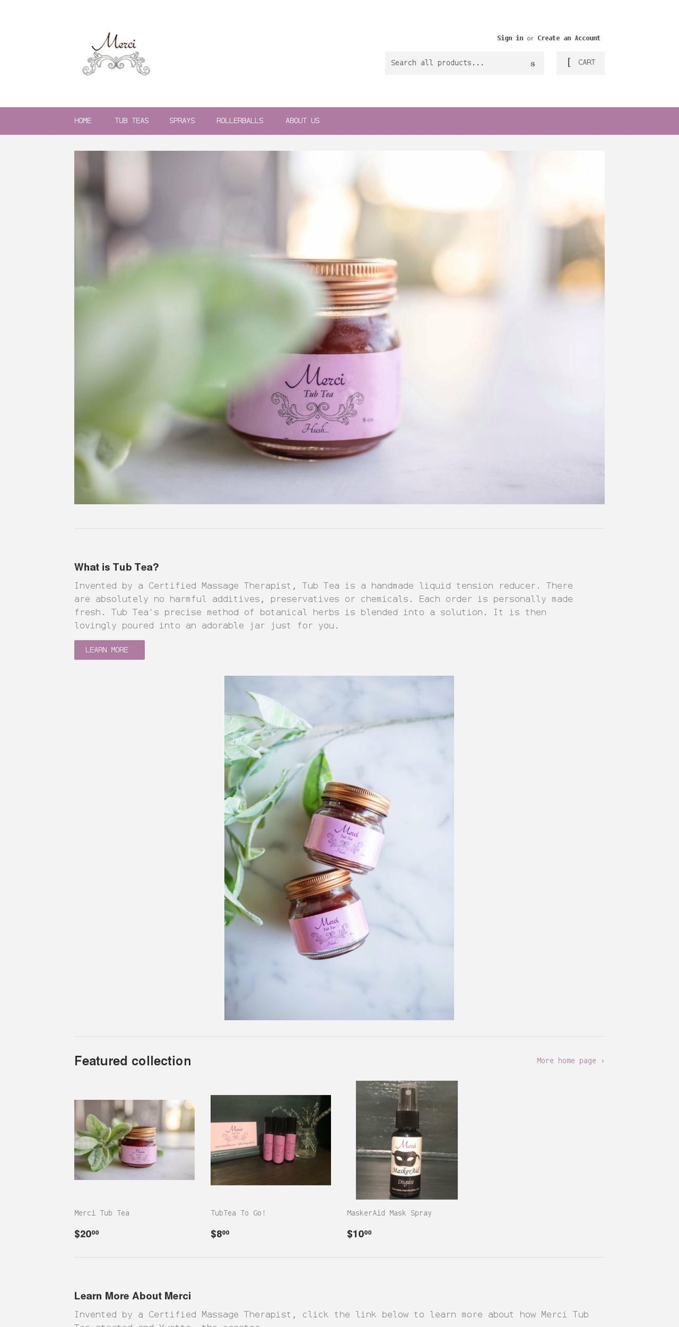 mercitubtea.com shopify website screenshot