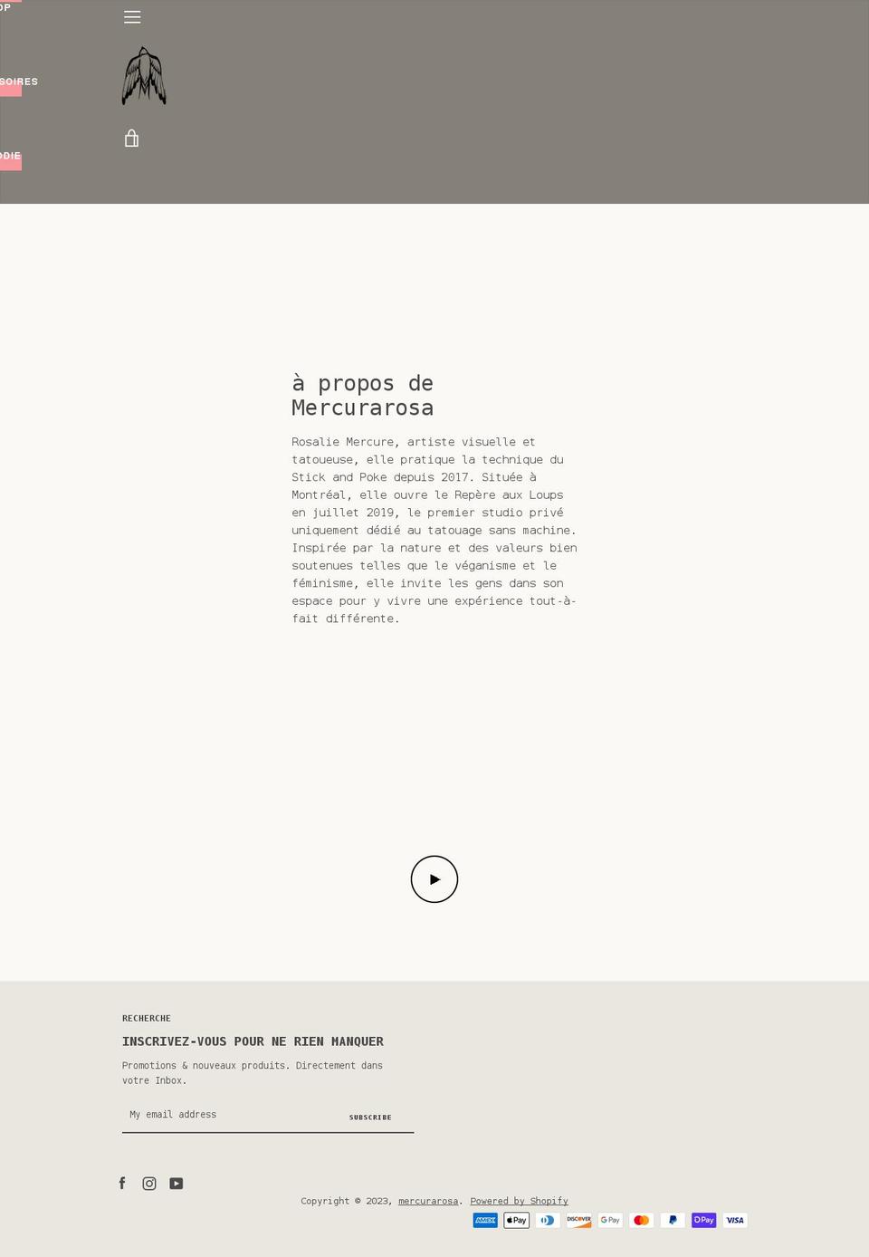 mercurarosa.com shopify website screenshot