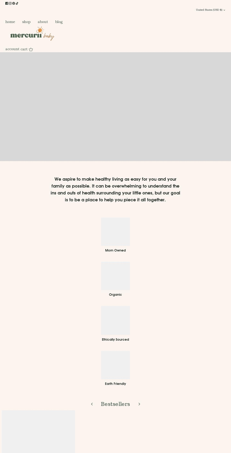 mercuriibaby.com shopify website screenshot