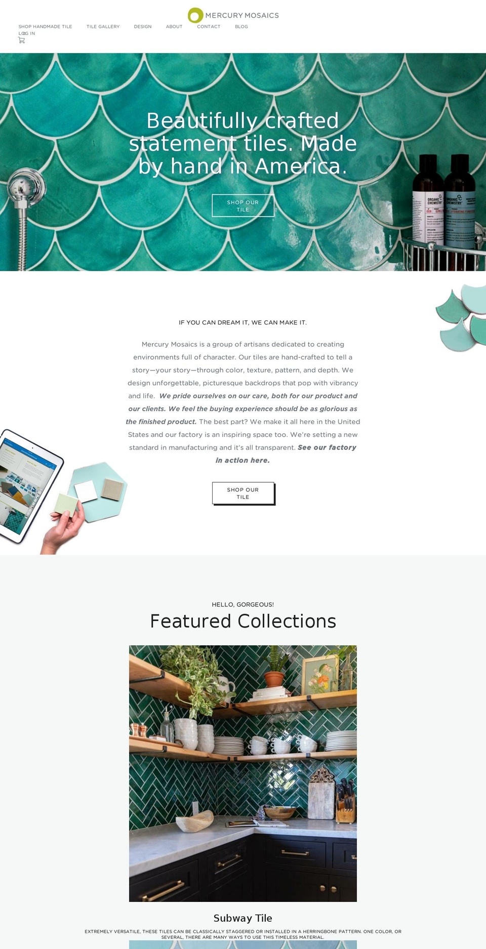 Aeolidia Shopify theme site example mercurymosaics.com