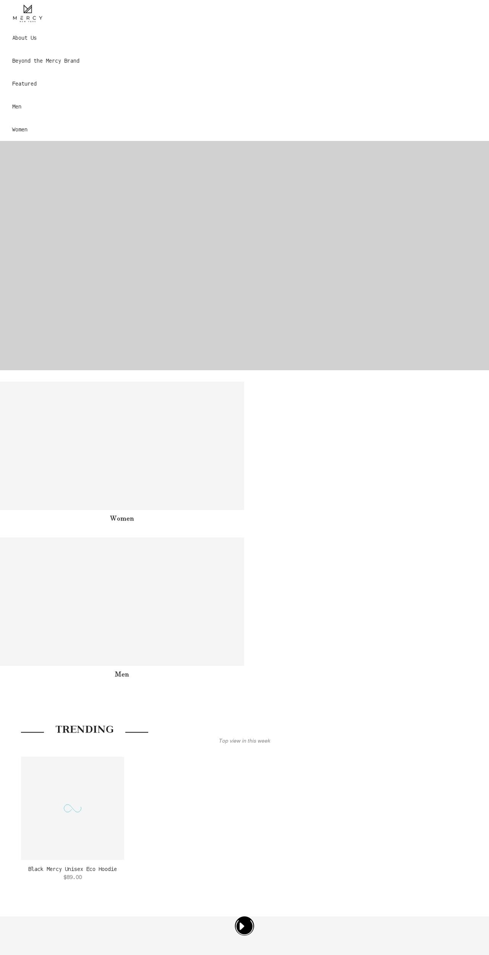 mercyny.com shopify website screenshot