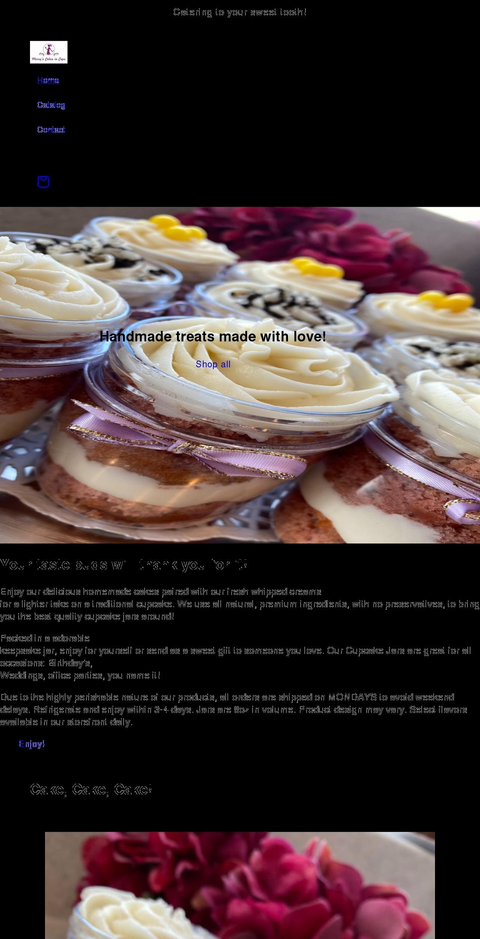 mercyscakesincups.com shopify website screenshot