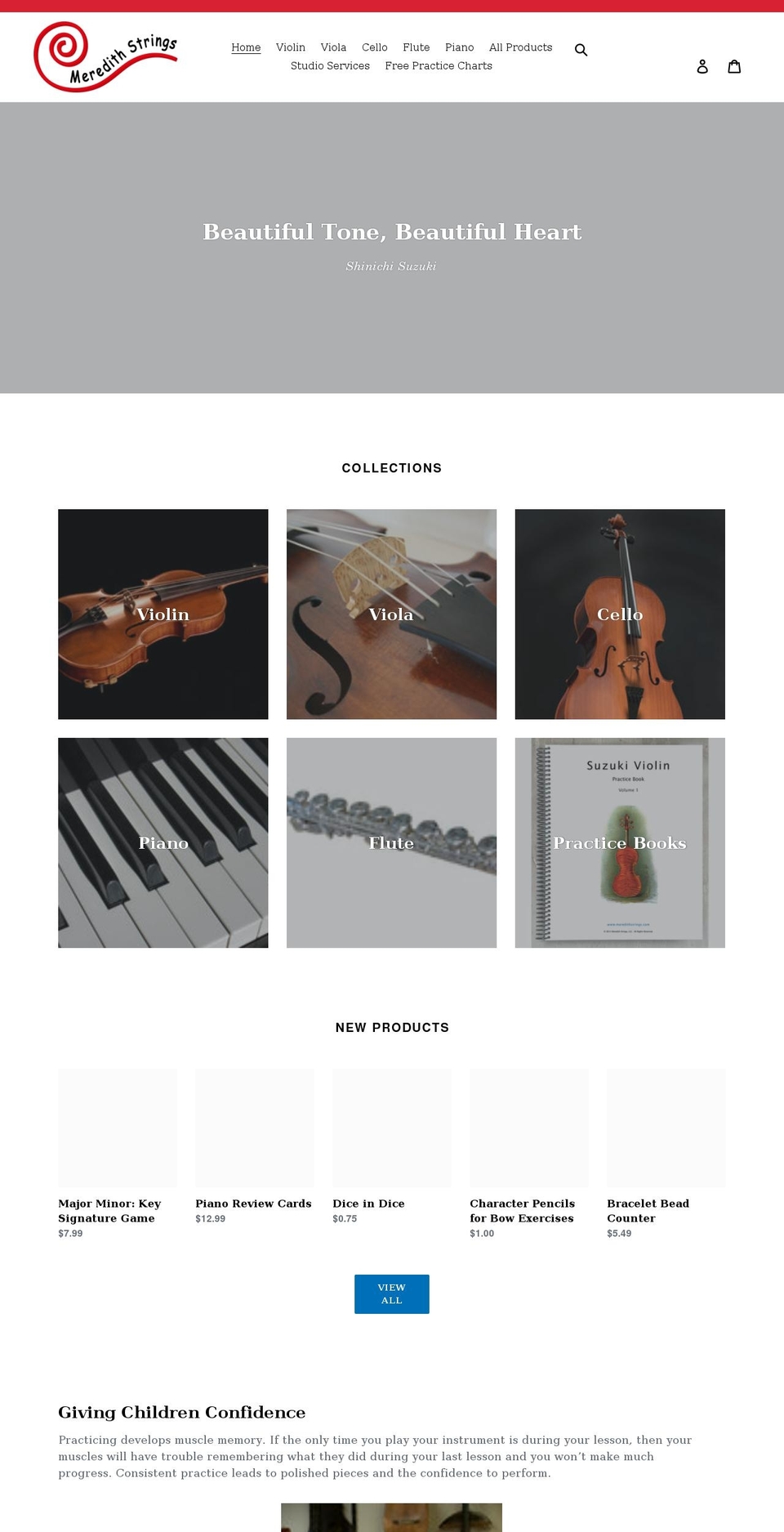 meredithstrings.com shopify website screenshot