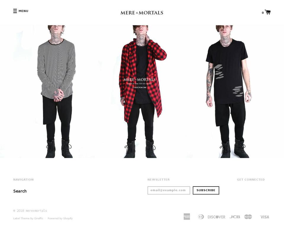 merexmortals.com — Shopify storefront screenshot