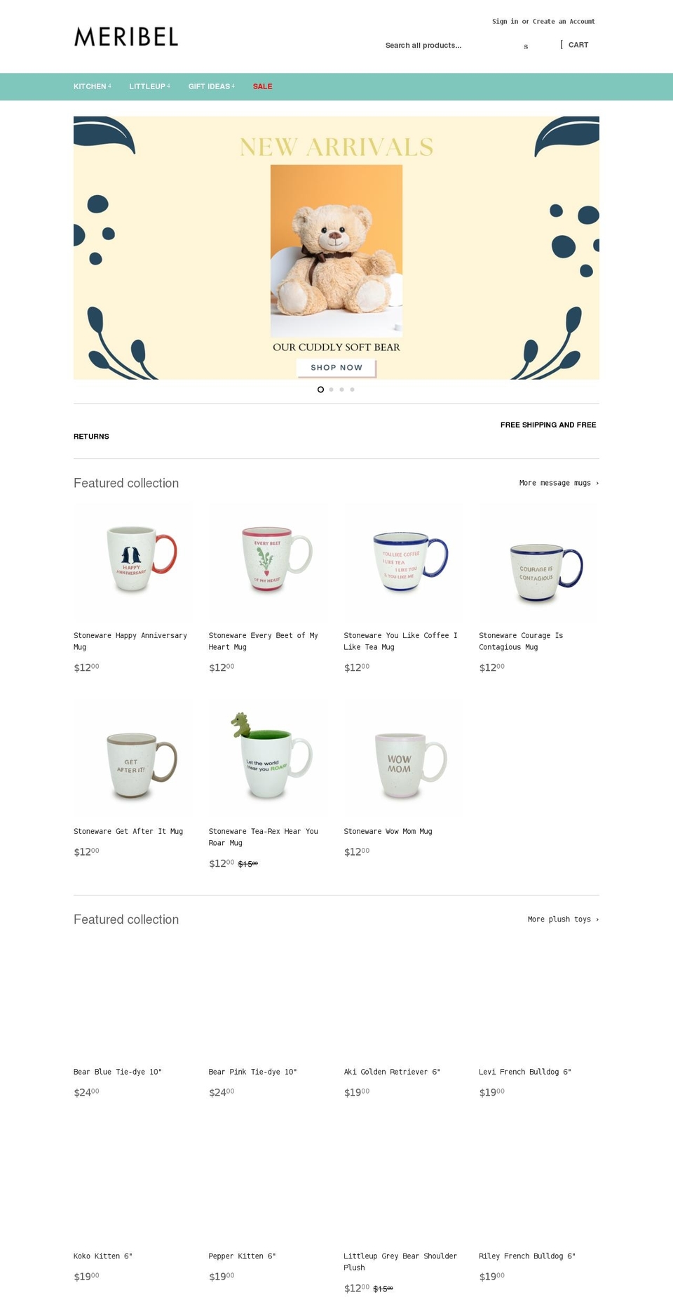 meribeldesigns.com shopify website screenshot