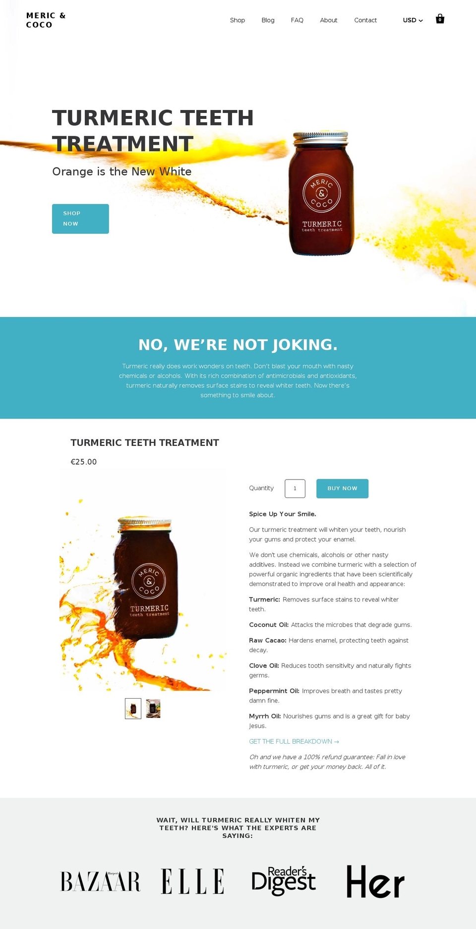 mericandcoco.com — Shopify storefront screenshot