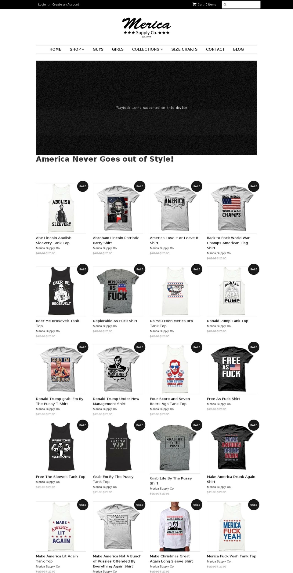 mericasupplyco.com shopify website screenshot