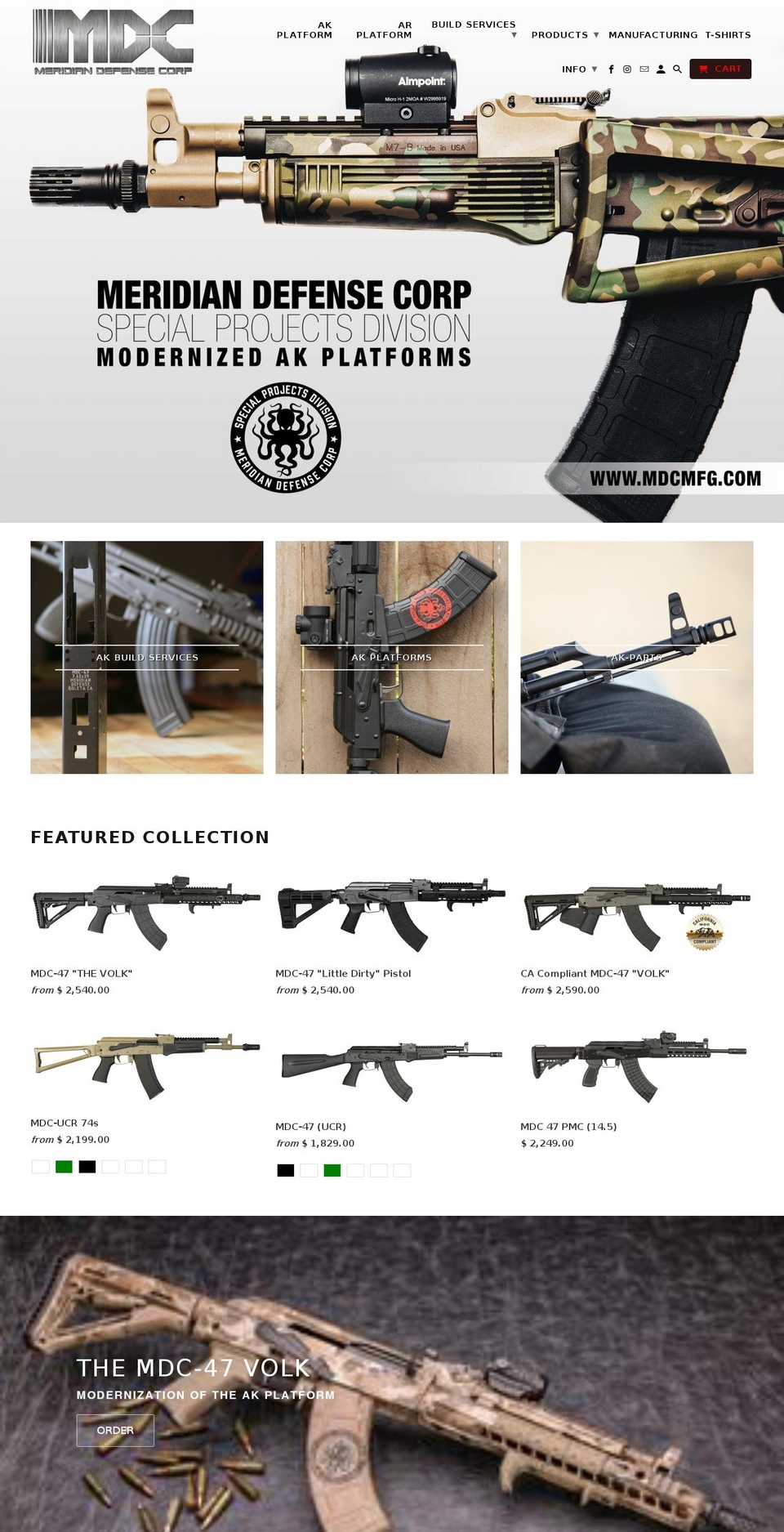 meridiandefensecorp.org shopify website screenshot