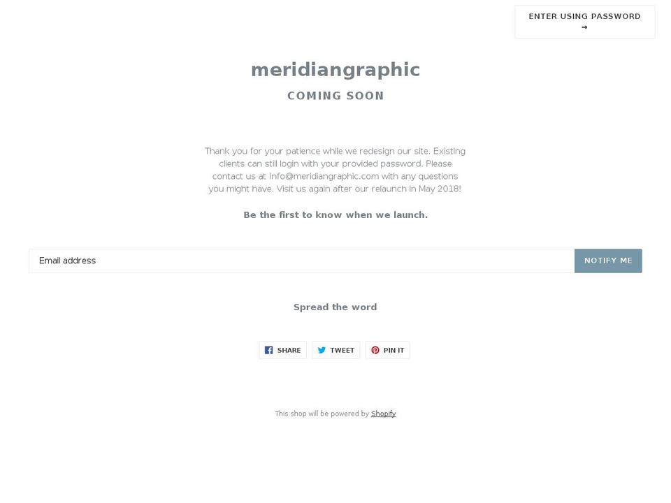 meridiangraphic.com shopify website screenshot