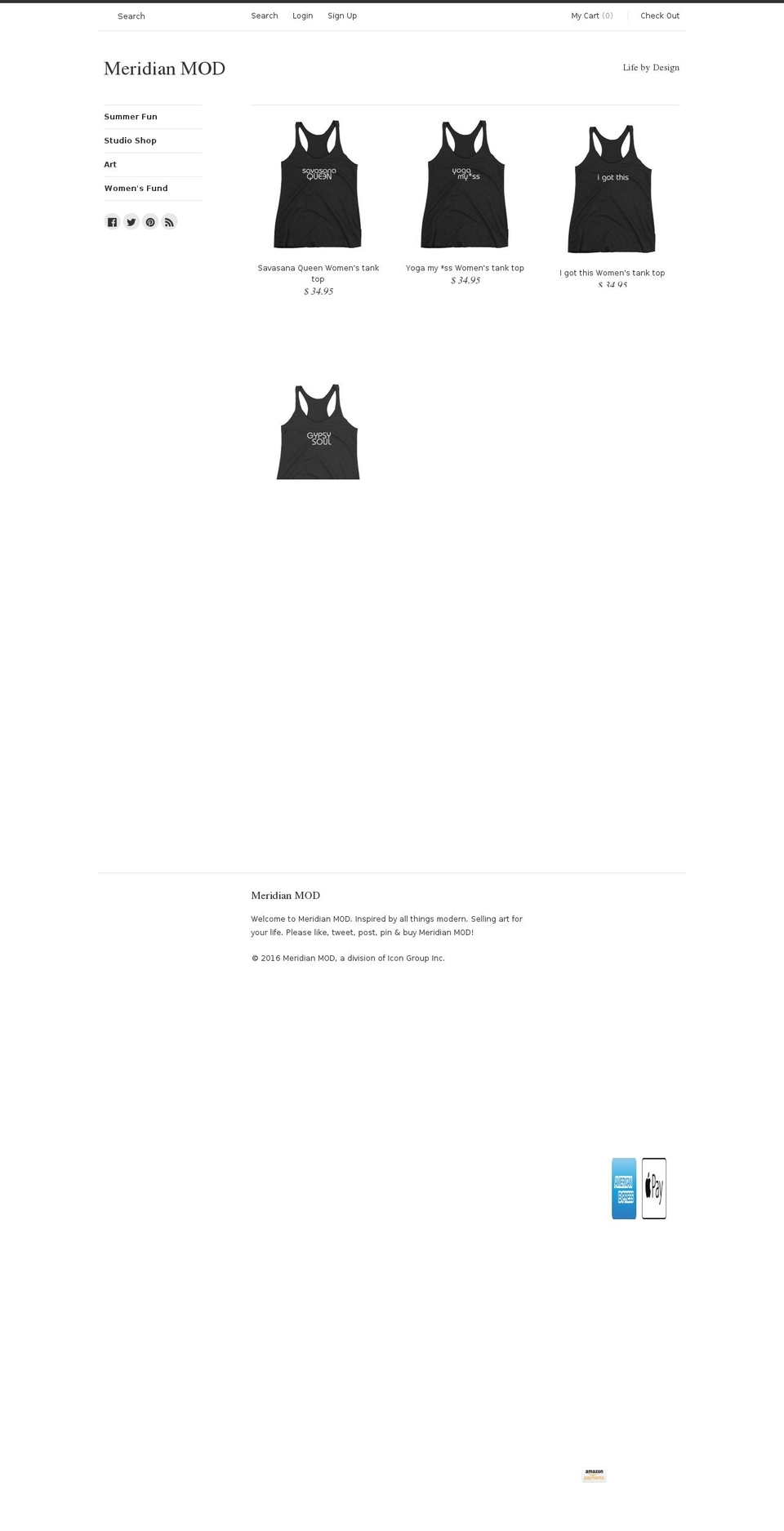 meridianmod.com shopify website screenshot