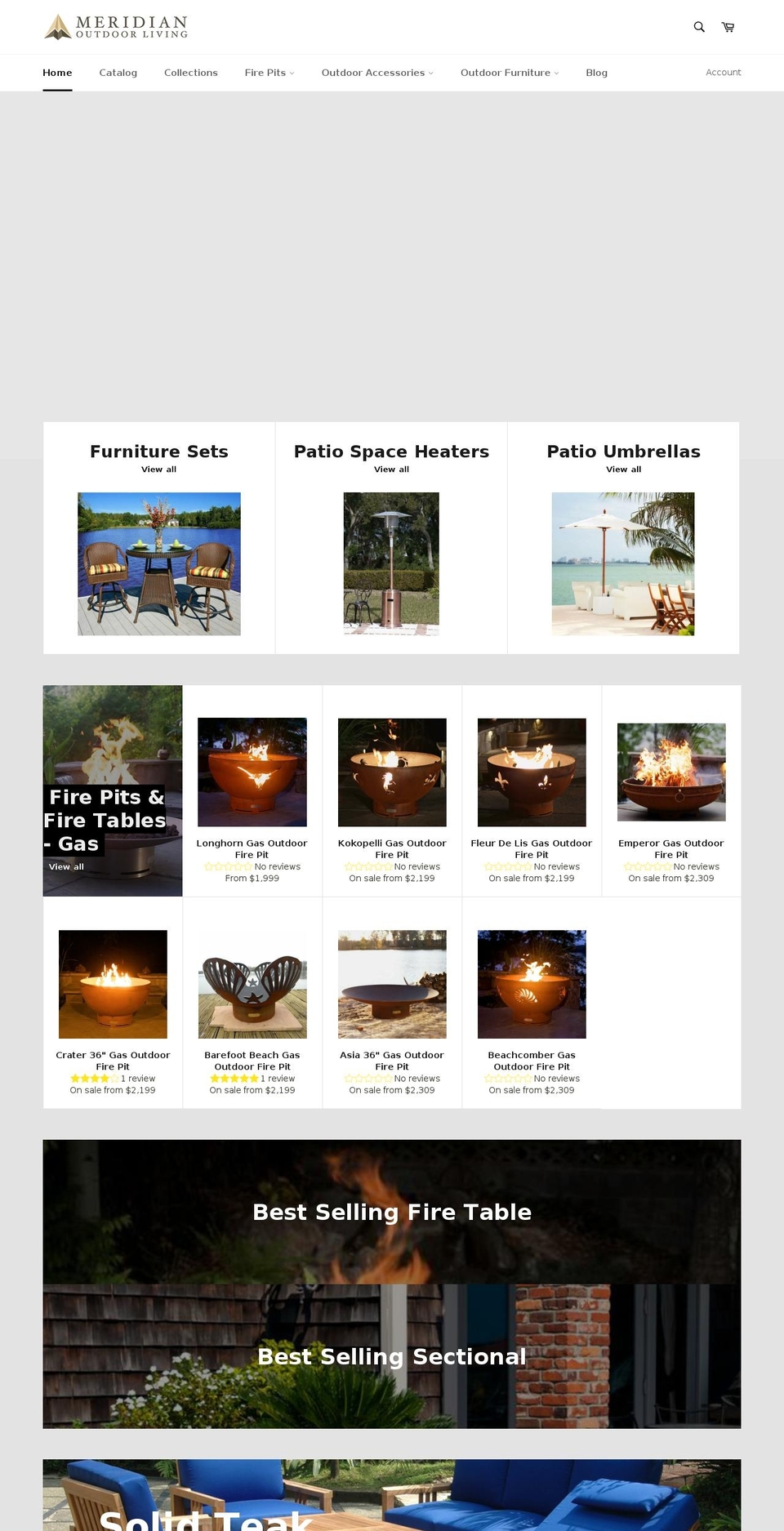 meridianoutdoorliving.com — Shopify storefront screenshot