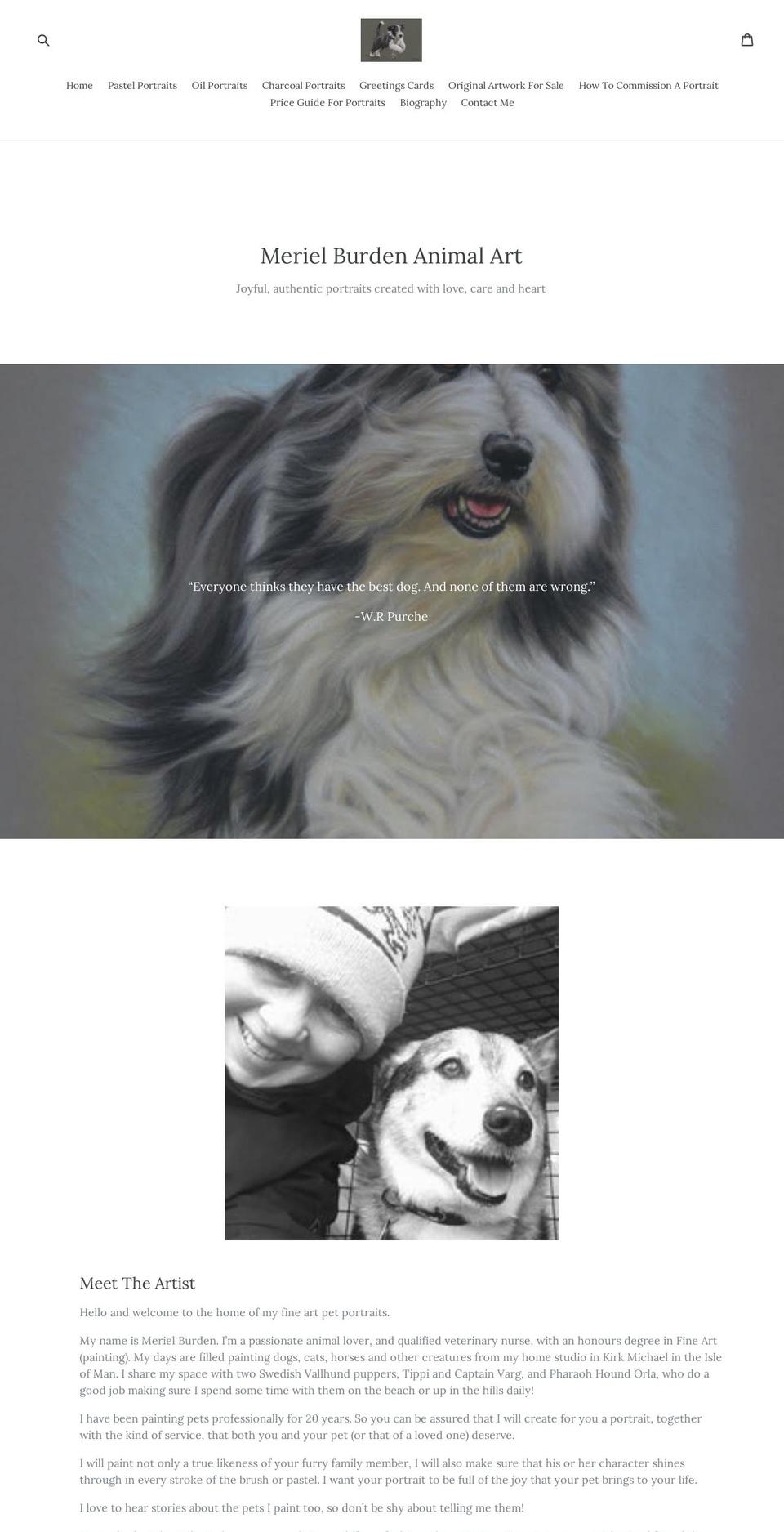 merielburdenanimalart.com shopify website screenshot