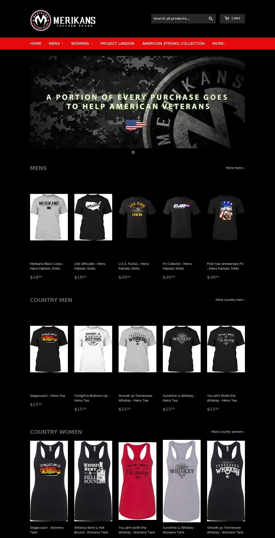 merikans.com shopify website screenshot