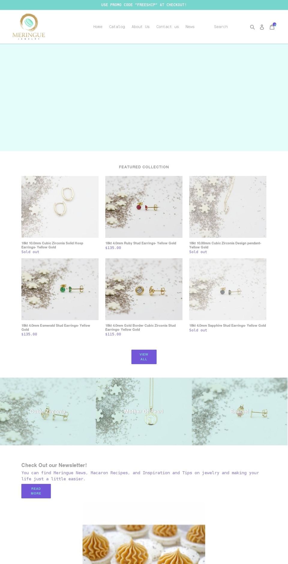 meringuejewelry.com shopify website screenshot