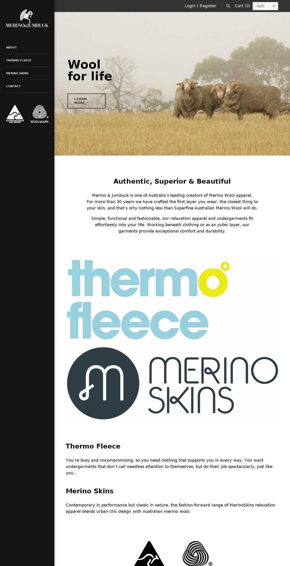 merinoskins.com shopify website screenshot