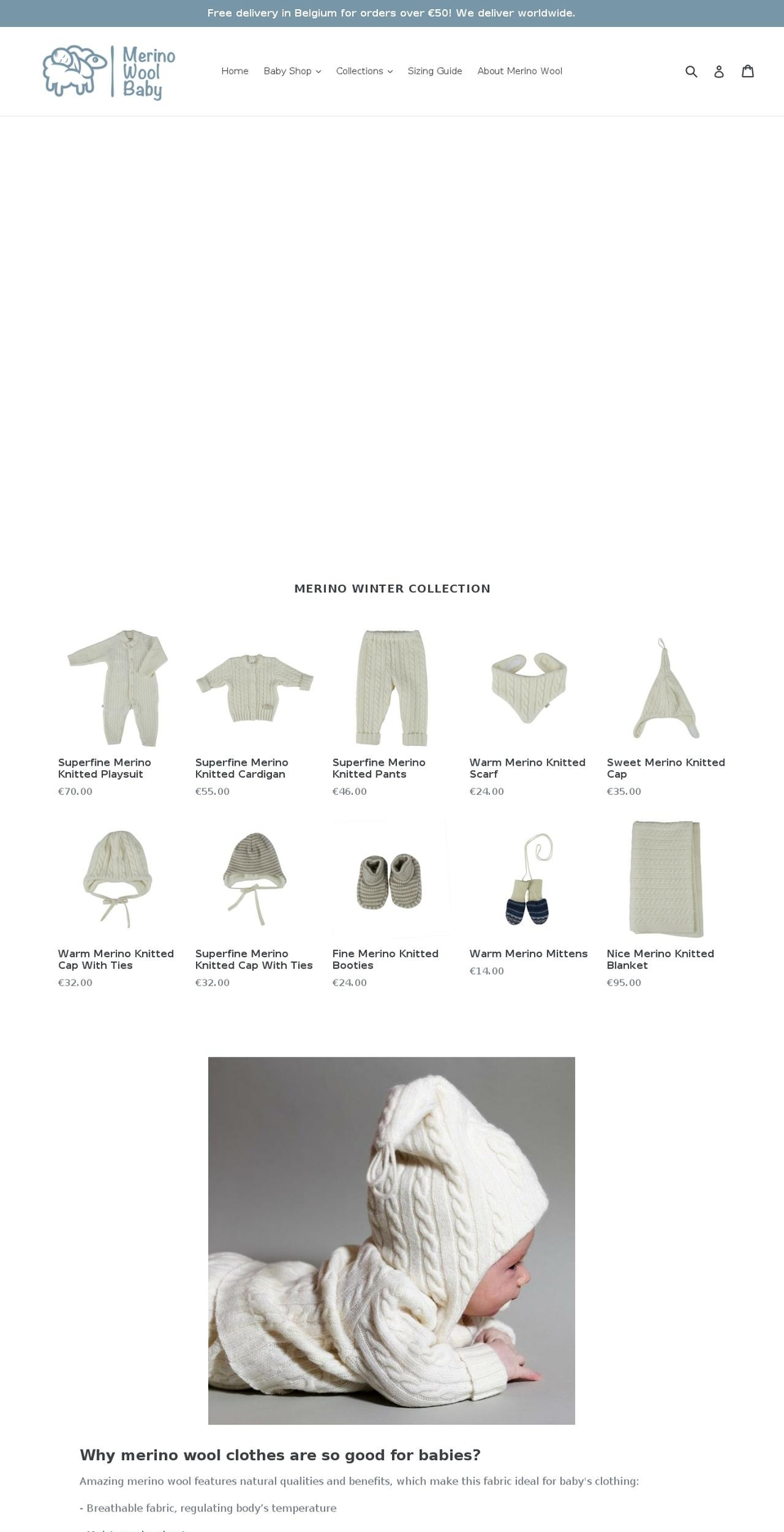 merinowoolbaby.com shopify website screenshot