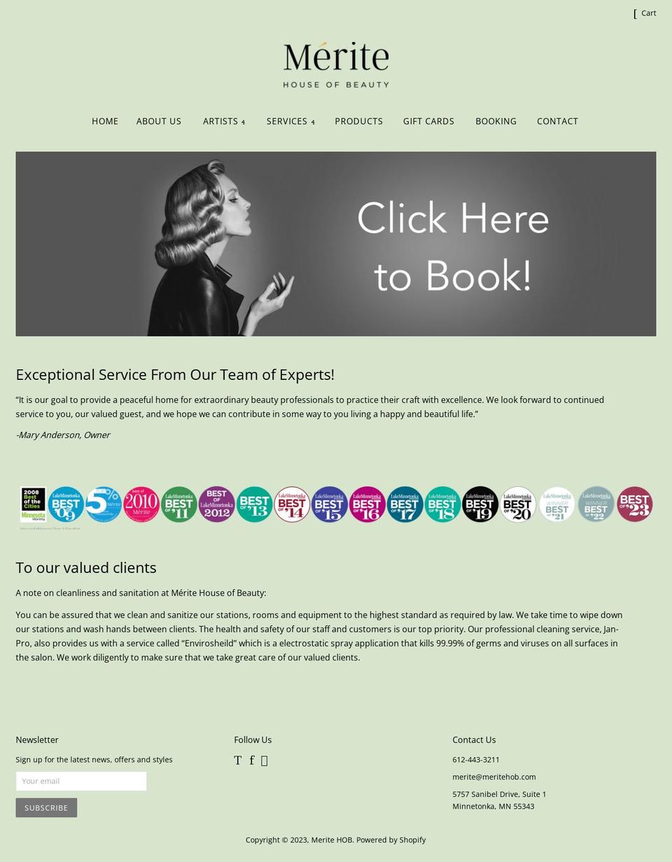 meritehob.com — Shopify storefront screenshot