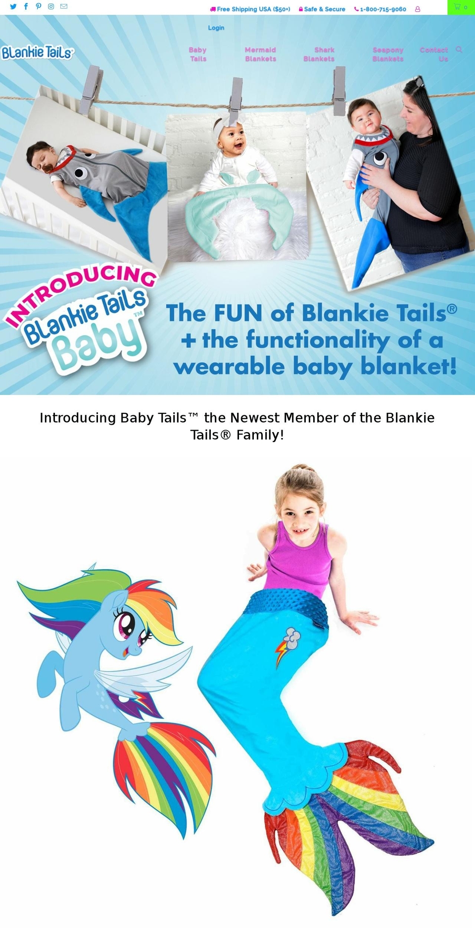 Theme To Go Live for Baby Tails Shopify theme site example mermaid-blanket.com