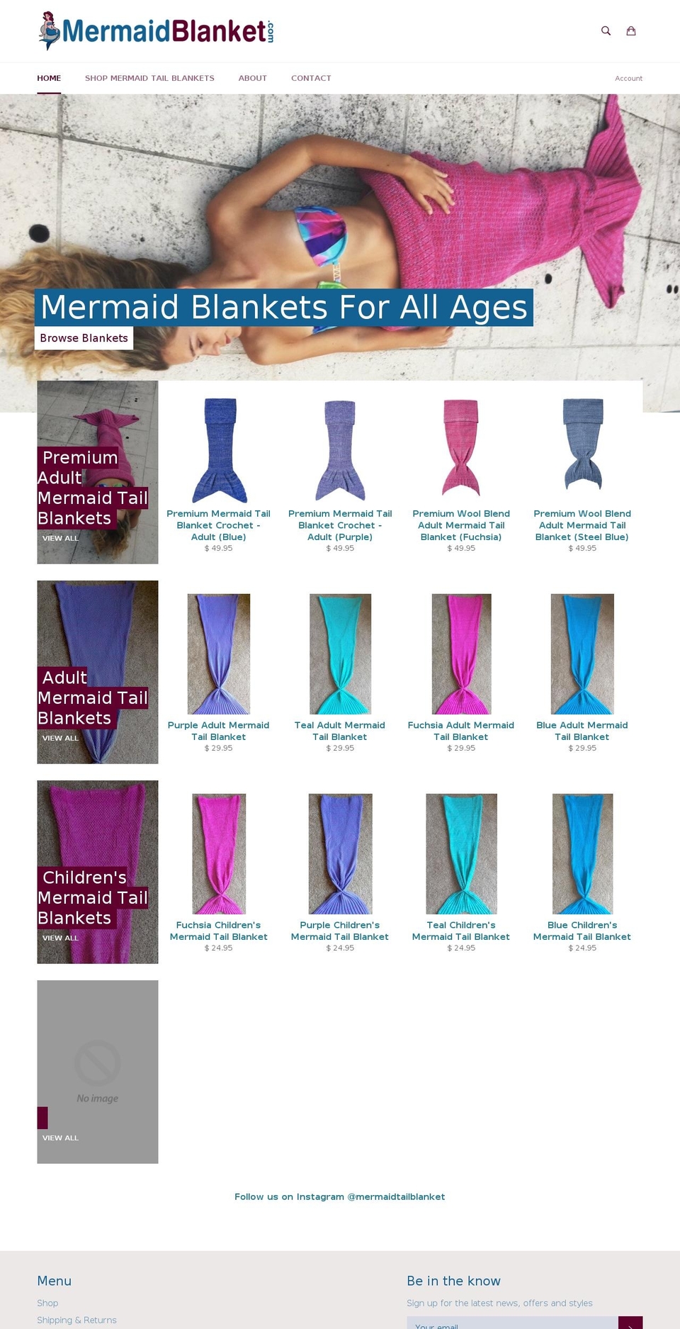 mermaidafghan.com — Shopify storefront screenshot