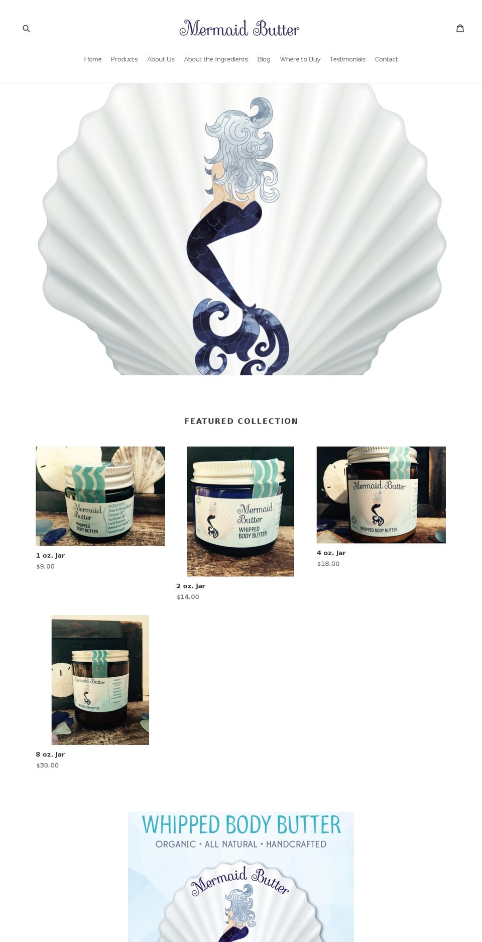 mermaidbutter.com — Shopify storefront screenshot