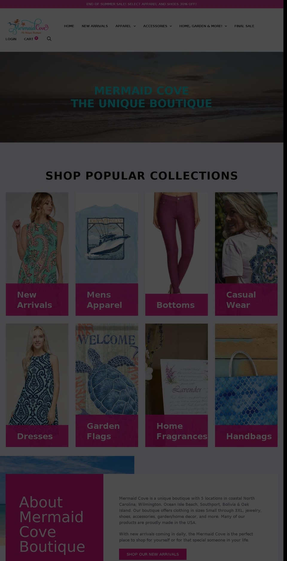 mermaidcoveshoponline.com shopify website screenshot