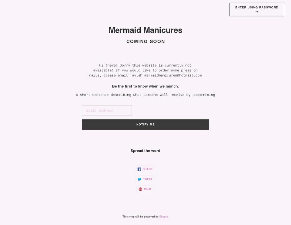mermaidmanicures.com shopify website screenshot