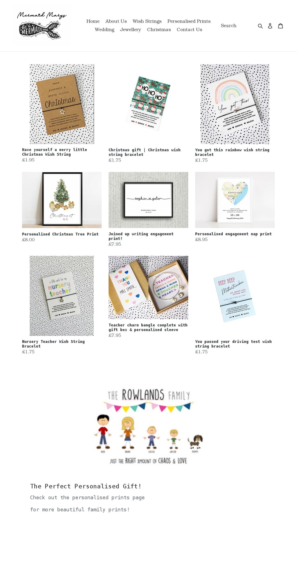 mermaidmarys.co.uk shopify website screenshot