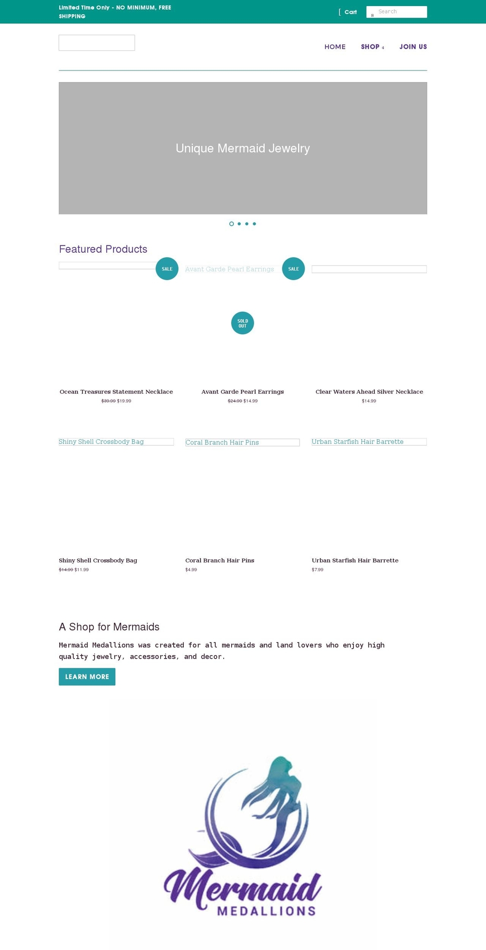 mermaidmedallions.com shopify website screenshot