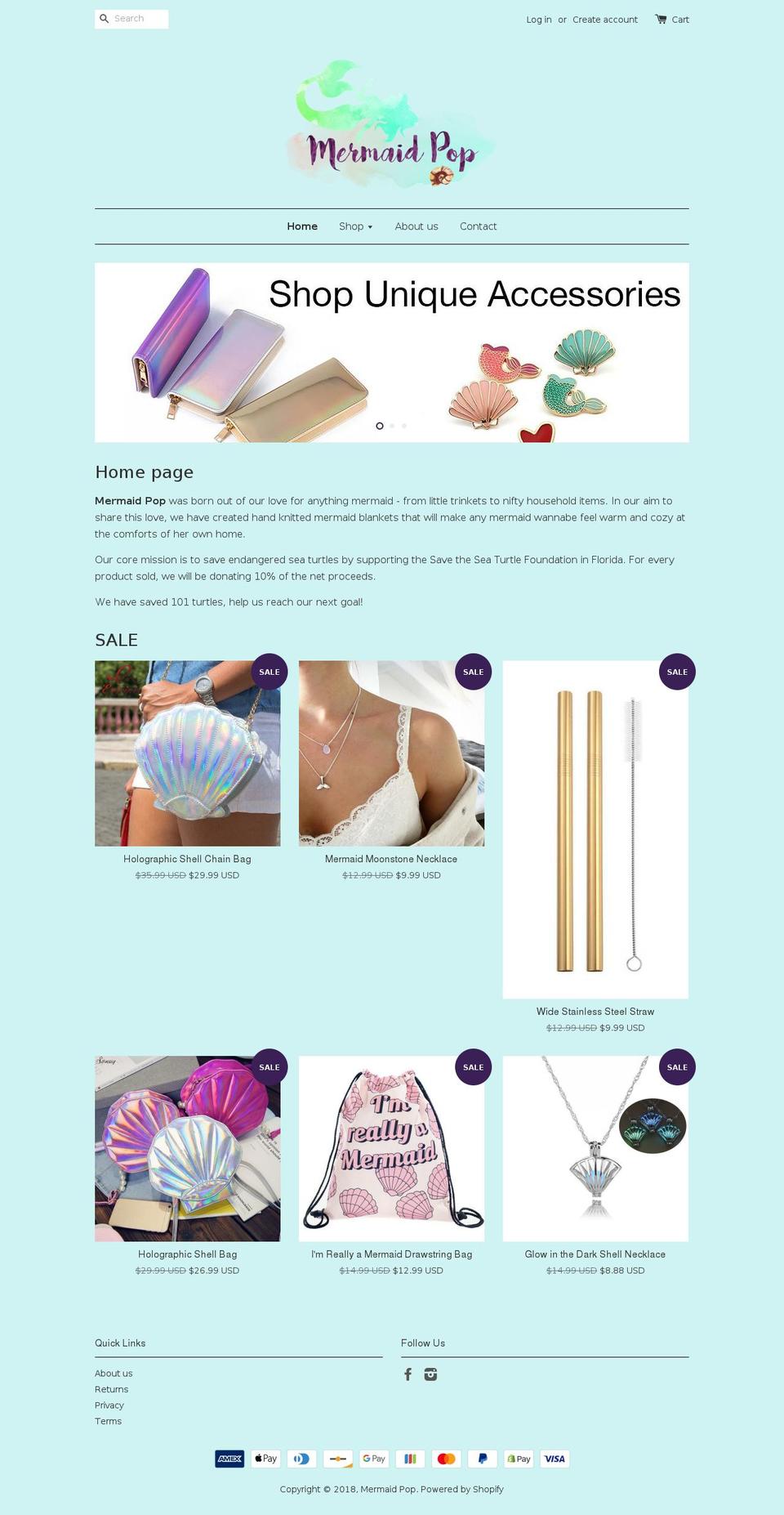 mermaidpop.com shopify website screenshot