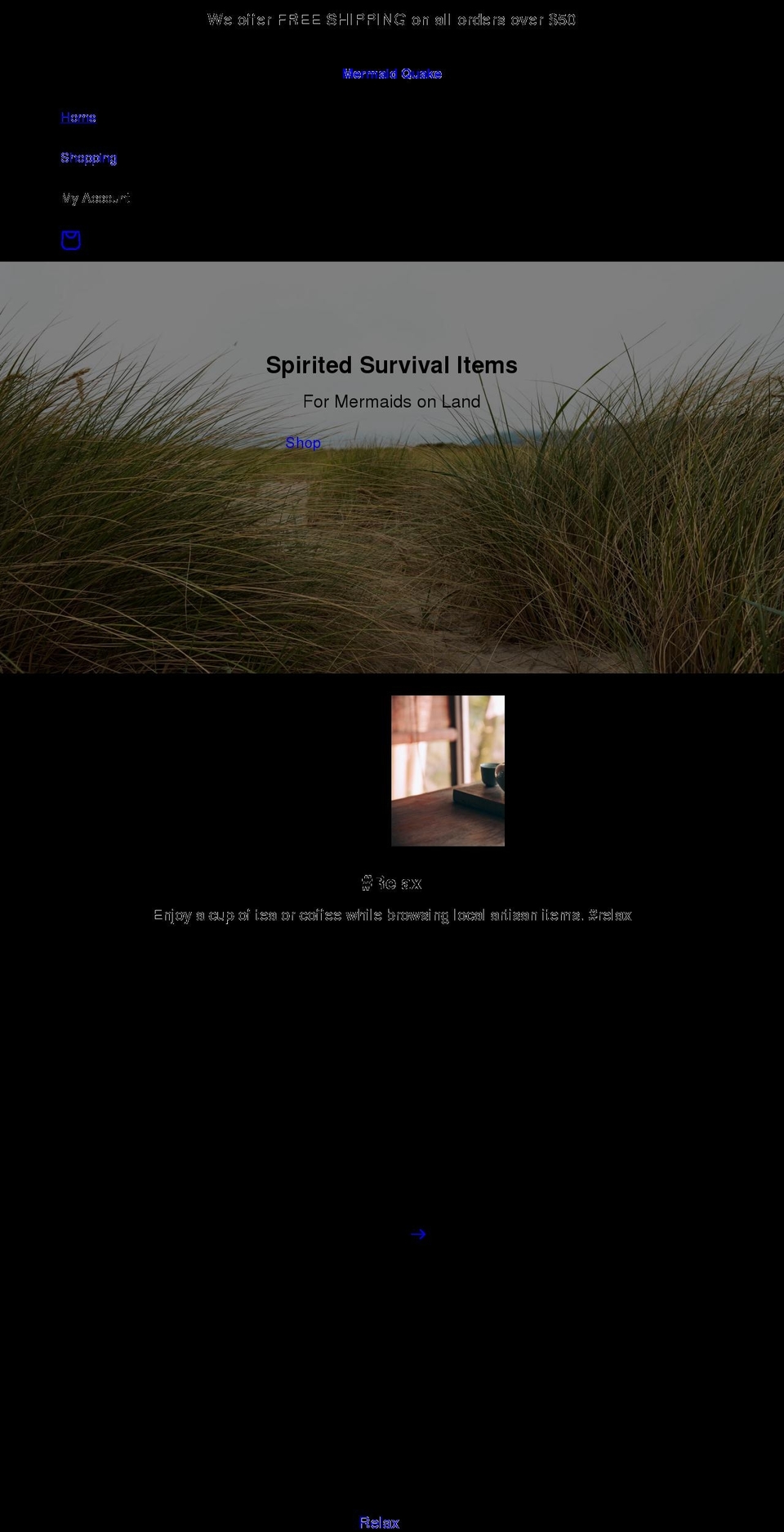 mermaidquake.com shopify website screenshot