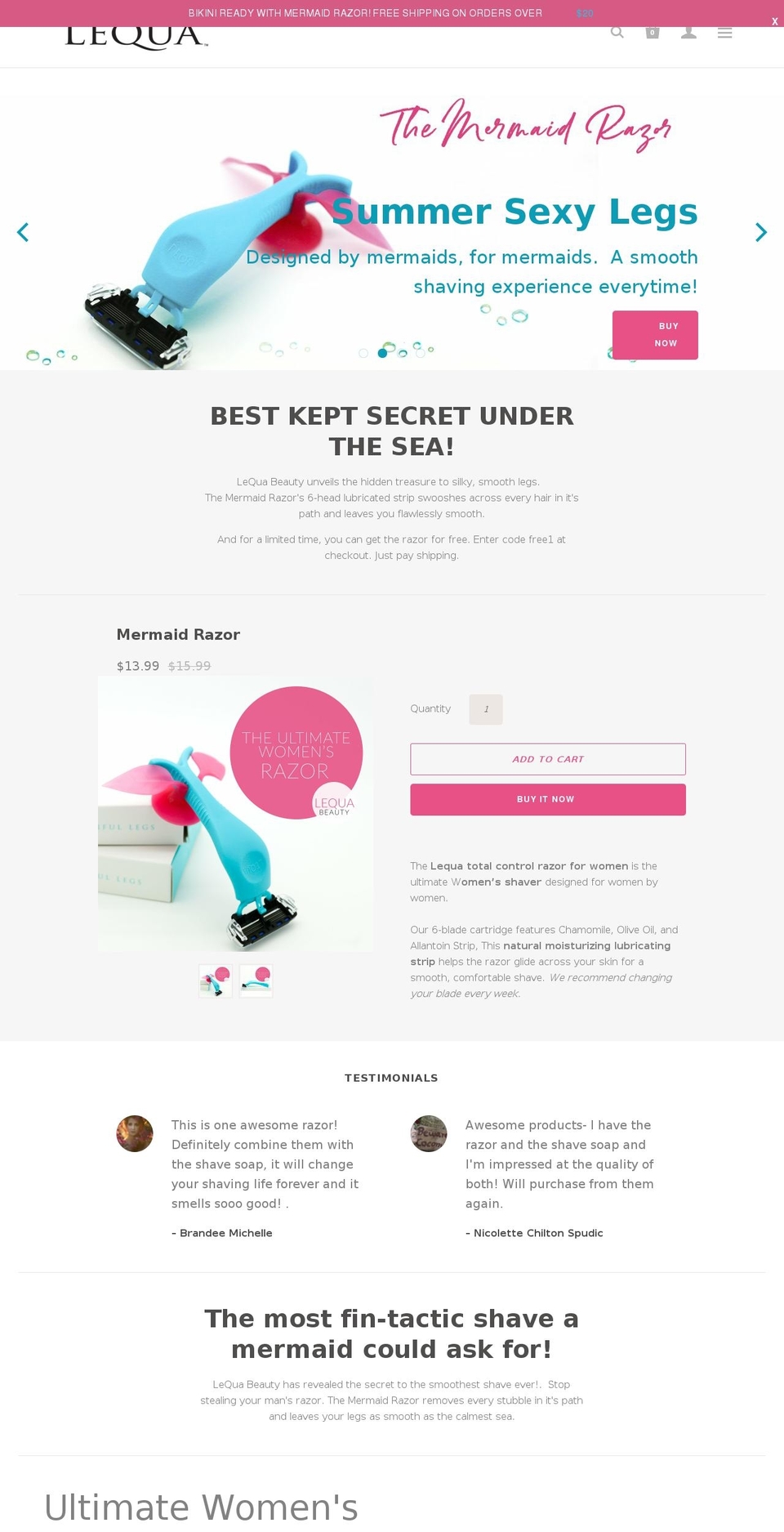mermaidrazor.com — Shopify storefront screenshot
