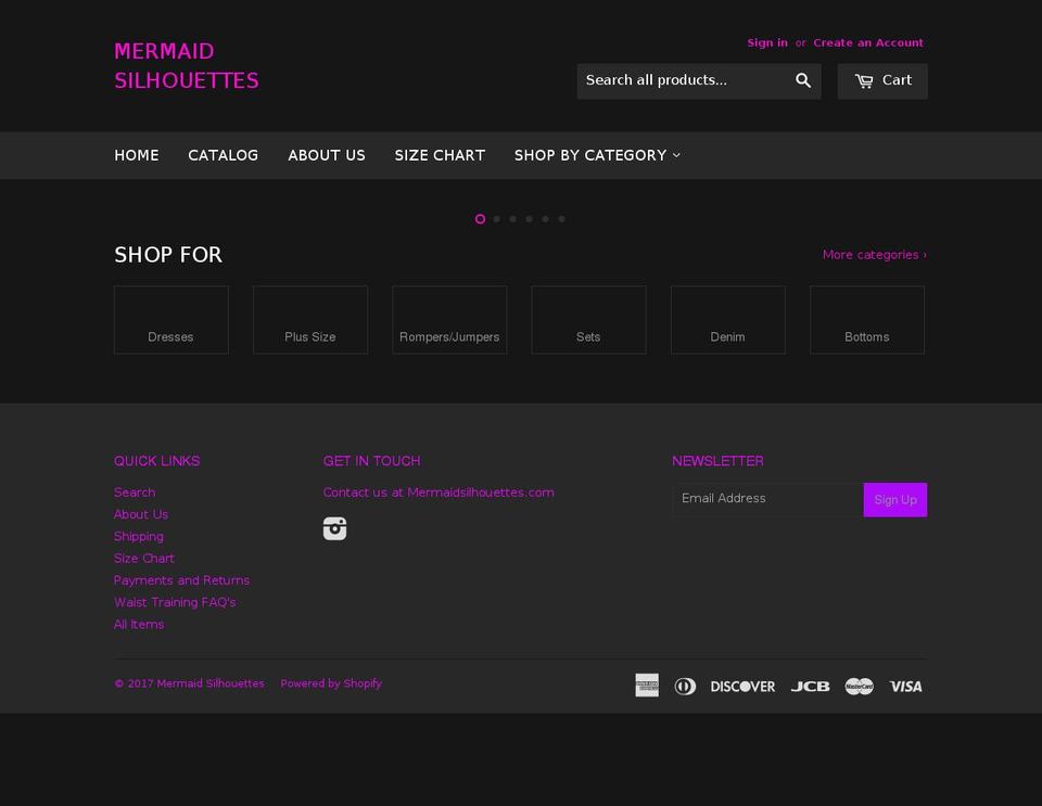 mermaidsilhouettes.com shopify website screenshot