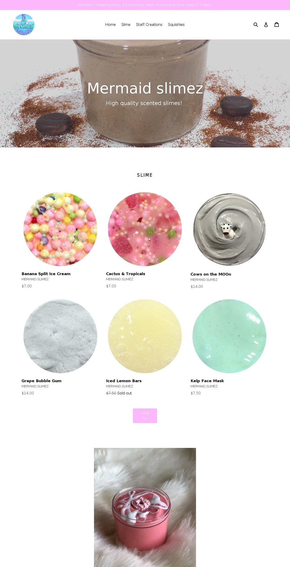 mermaidslimez.com shopify website screenshot