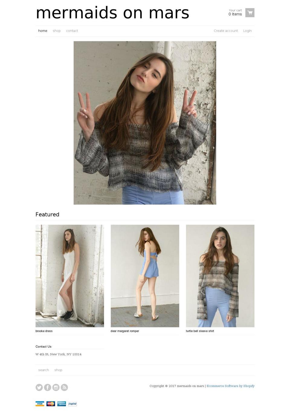 mermaidsonmars.com shopify website screenshot