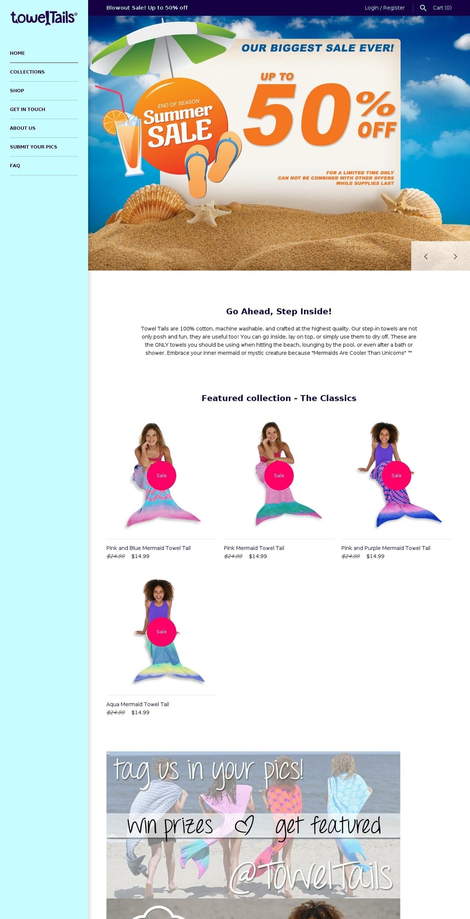 mermaidtowels.com — Shopify storefront screenshot