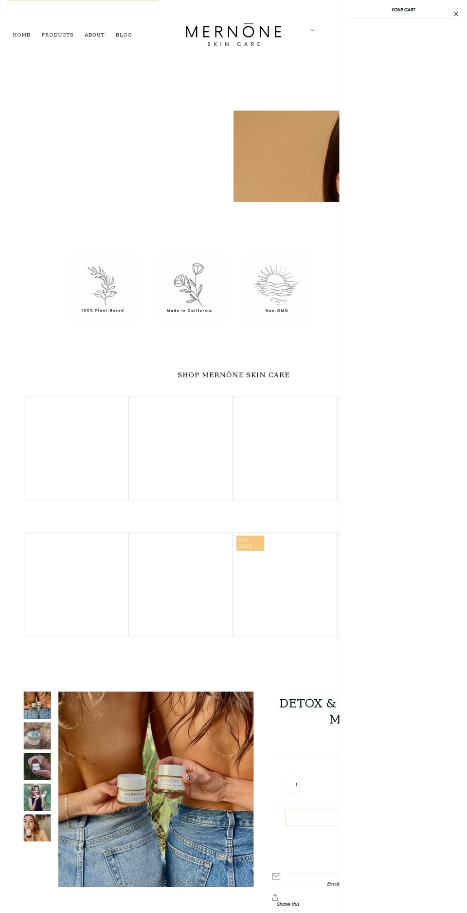 mernoneskincare.com shopify website screenshot
