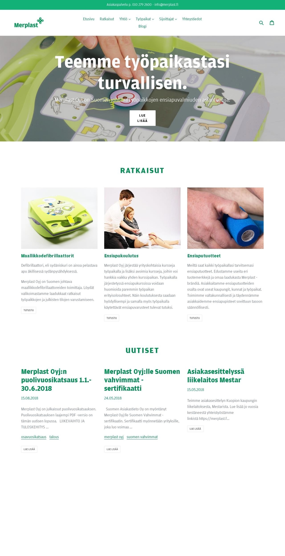 merplast.fi shopify website screenshot