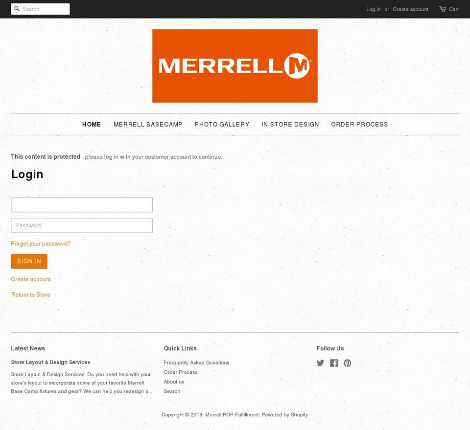 merrell-popfulfillment.com shopify website screenshot