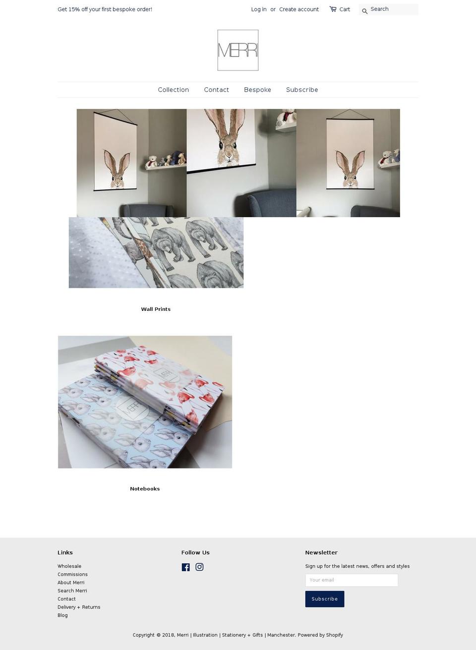 merri.co.uk shopify website screenshot