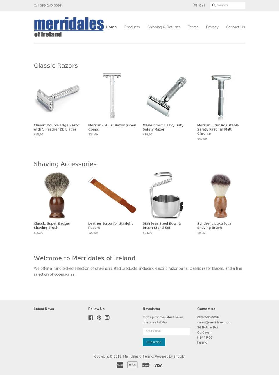 merridales.ie shopify website screenshot