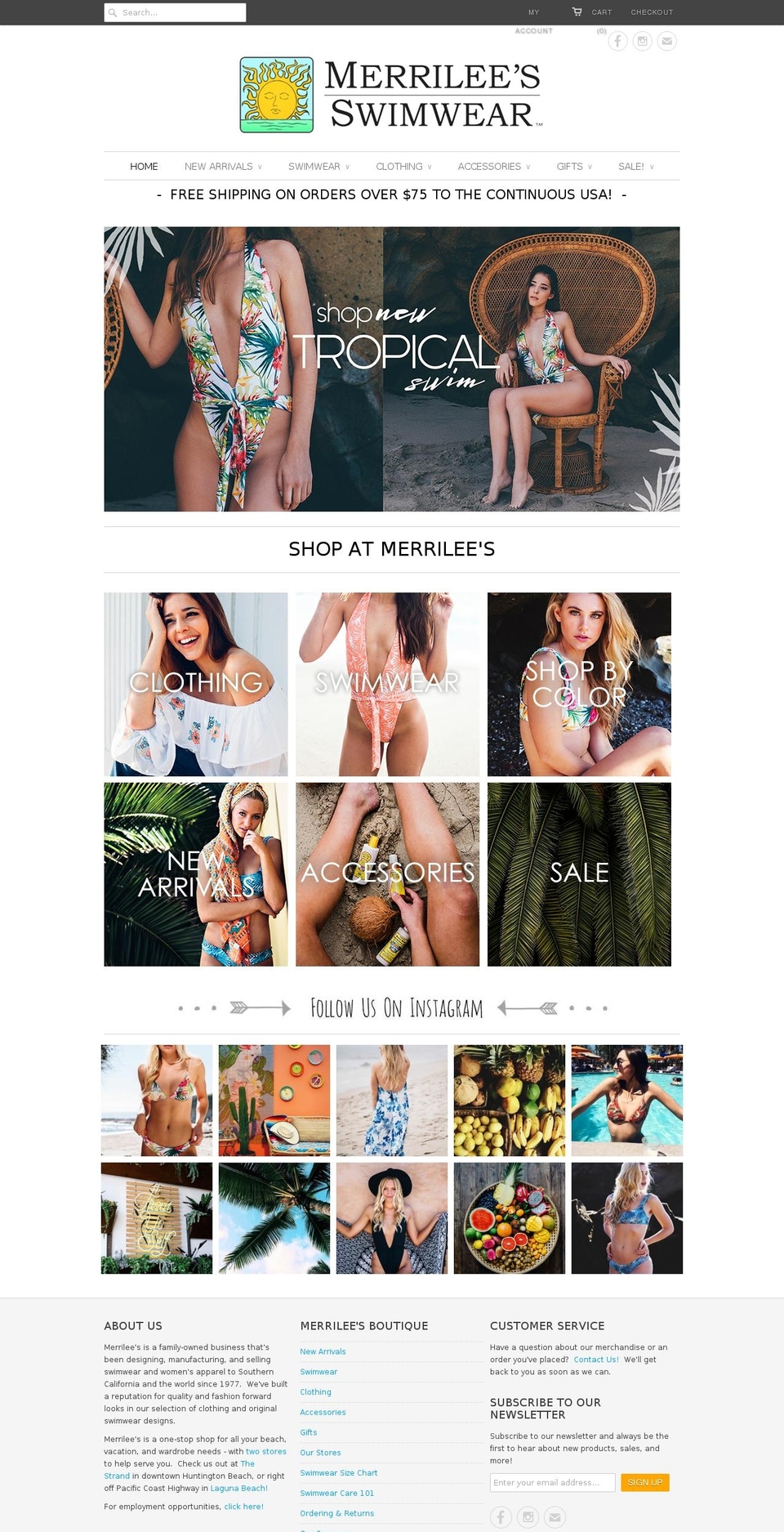 Merrilee's - Responsive Shopify theme site example merrileesswimwear.com