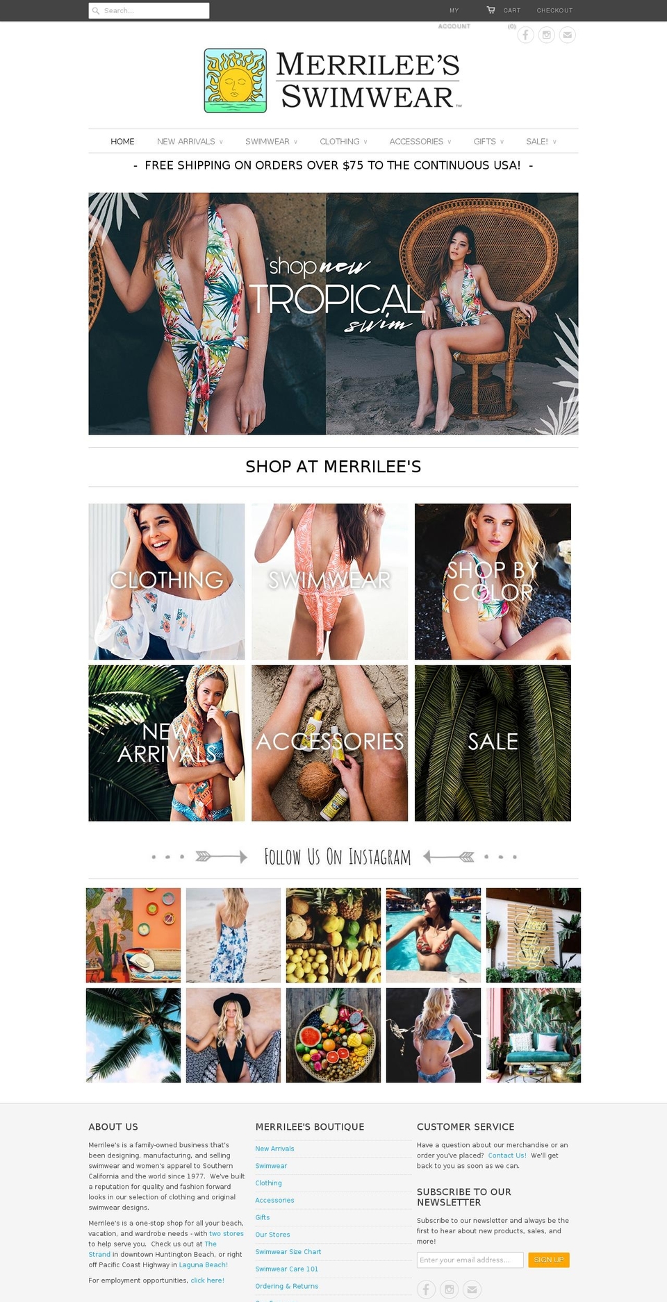 merrileeswimwear.com shopify website screenshot