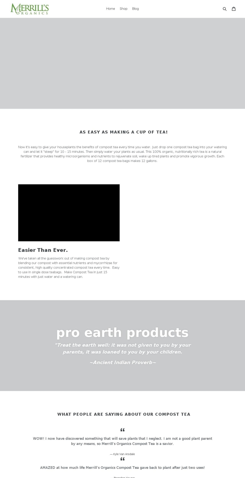 merrillsorganics.com — Shopify storefront screenshot