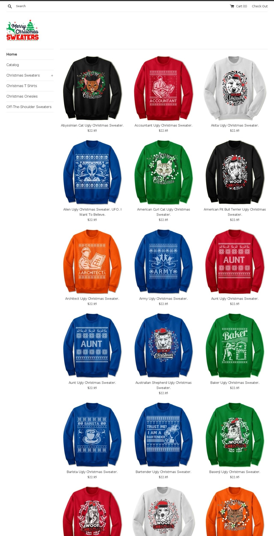merrychristmassweaters.com shopify website screenshot