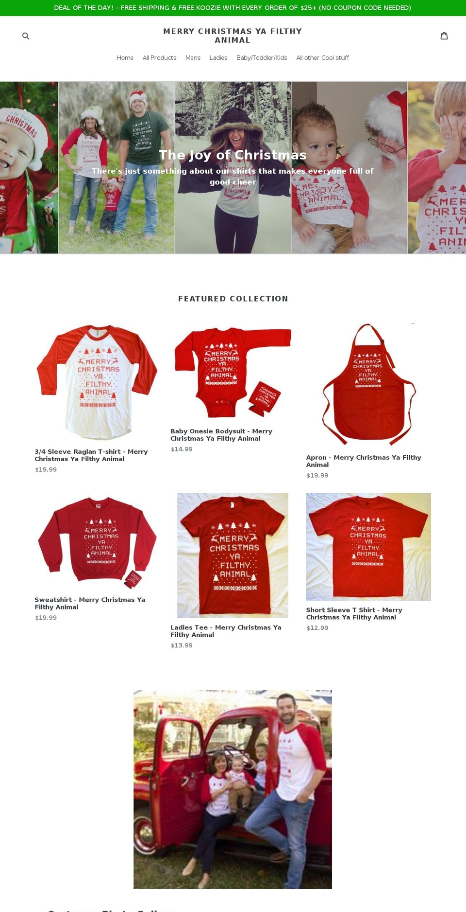 merrychristmasyafilthyanimal.com — Shopify storefront screenshot