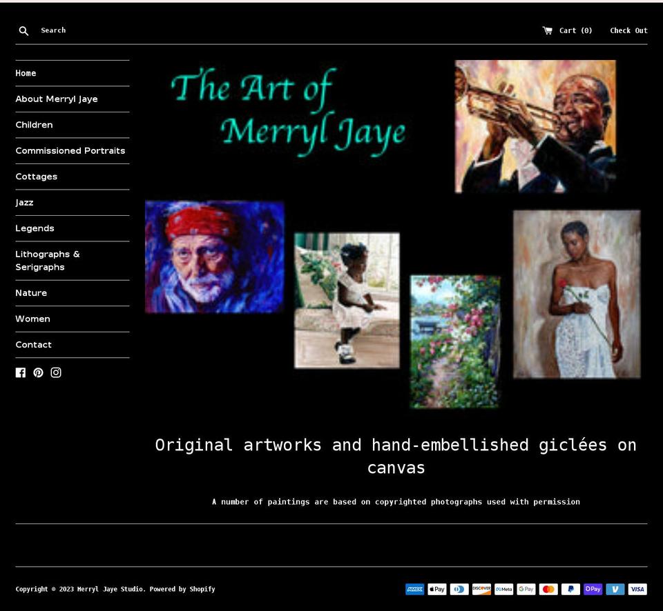 merryljaye.com shopify website screenshot