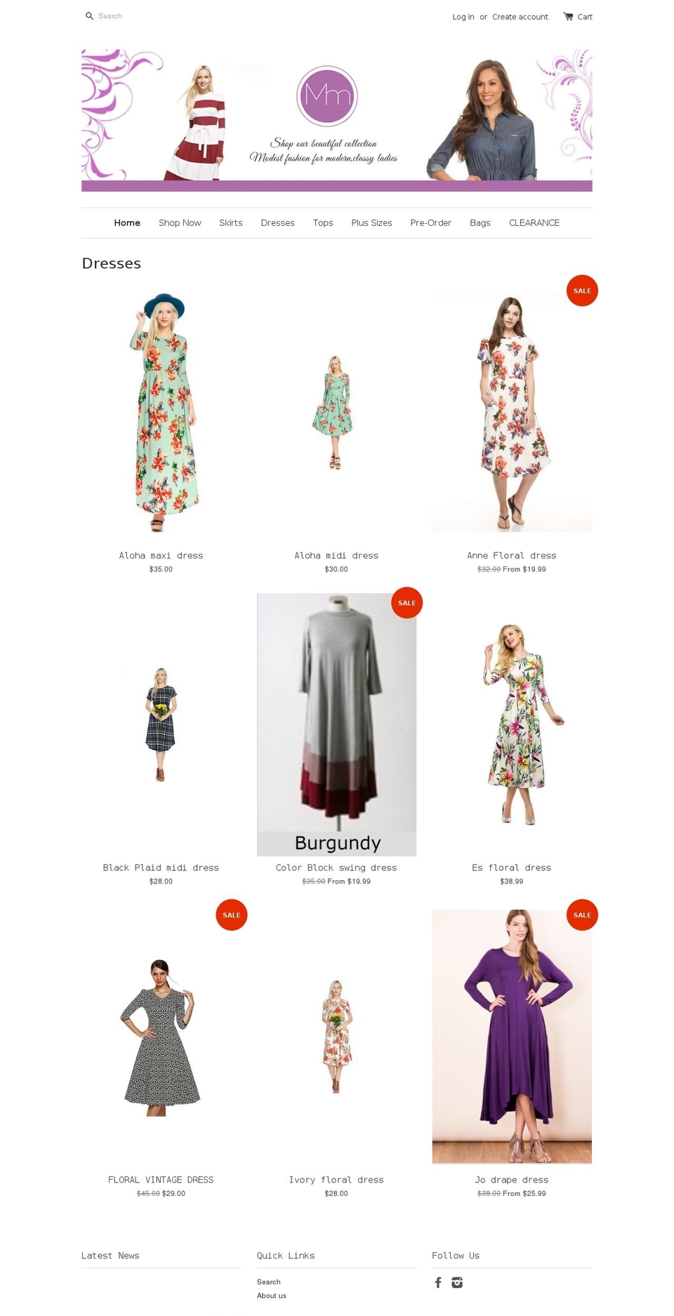 merrymodest.com shopify website screenshot