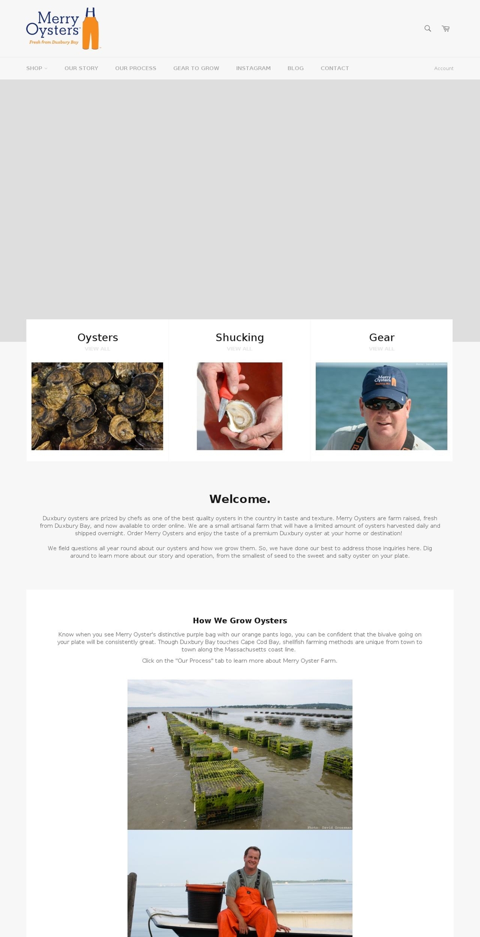 merryoysters.com shopify website screenshot