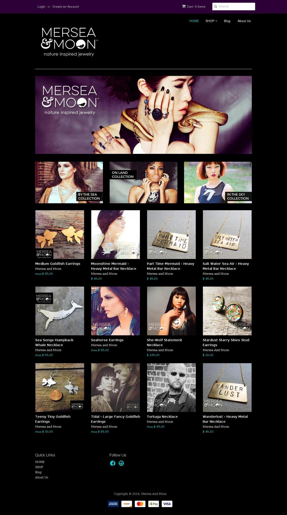 merseaandmoon.com shopify website screenshot