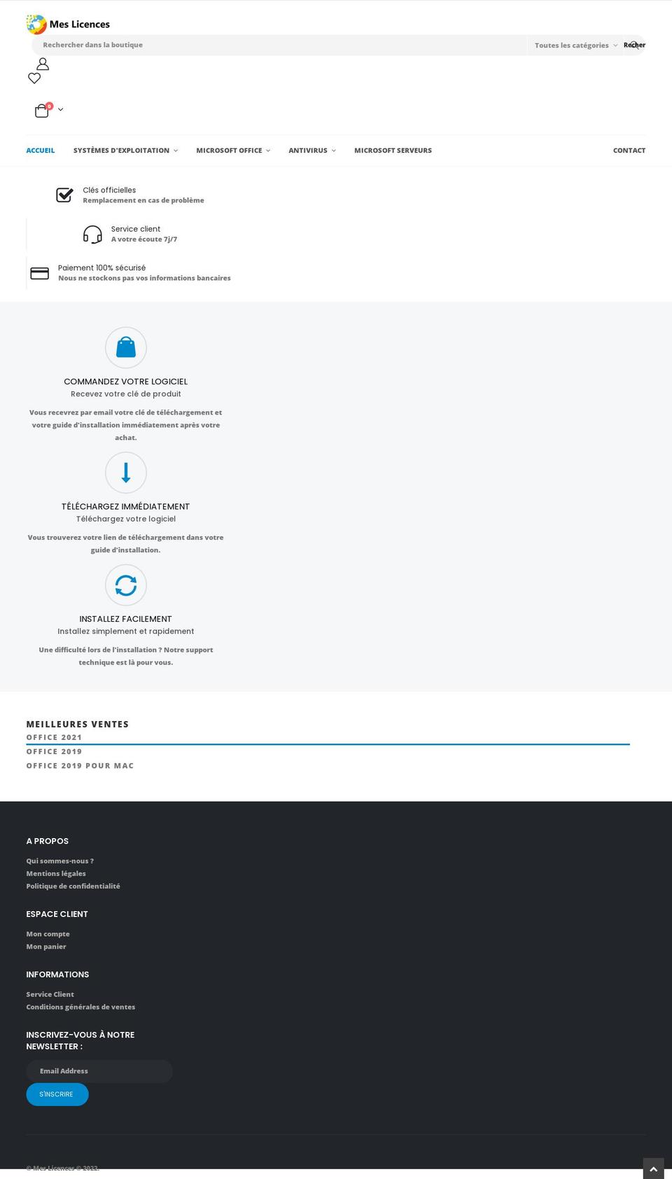 mes-licences.com shopify website screenshot